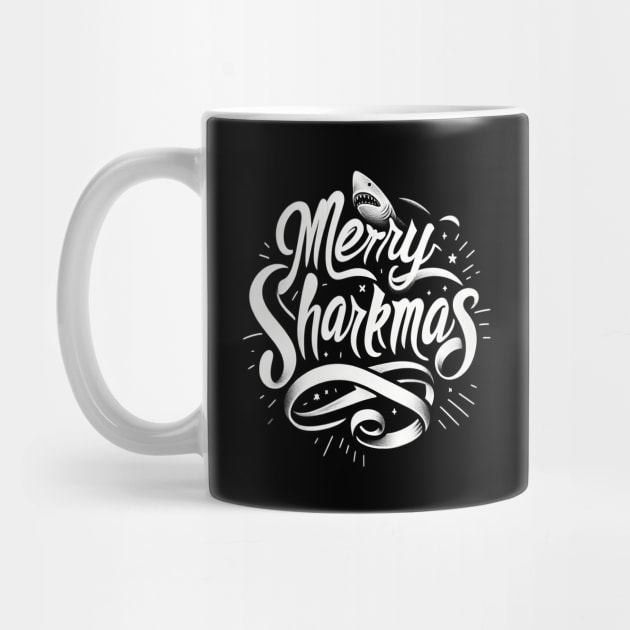 Merry Sharkmas, Santa Waving, Christmas Gift, Shark Gift by Customo